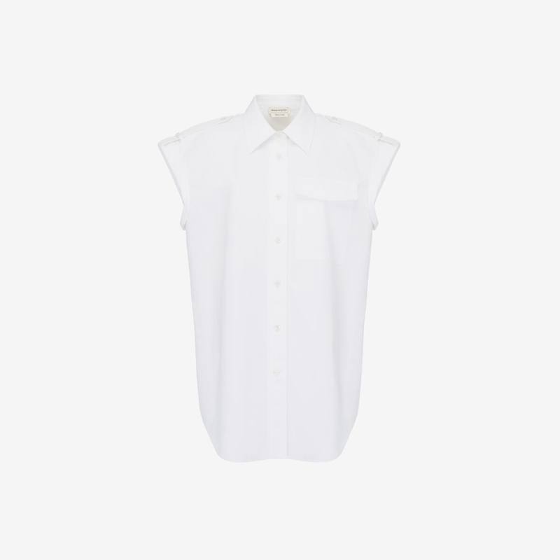 Alexander McQueen Women's White Pocket Detail Shirt - 36 (Cotton)